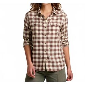 NEW TOAD&CO re-form flannel long sleeve shirt in chestnut dobby